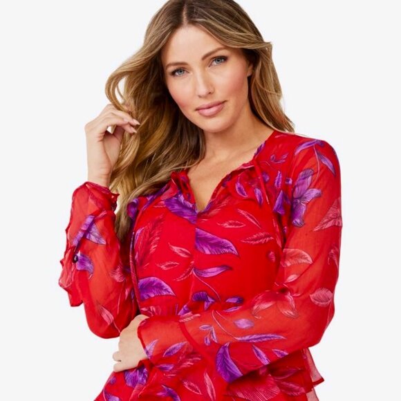 Sofia Jeans by Sofia Vergara Tops - Sofia Vergara Women's Multi Color Flounce Hem Top XL